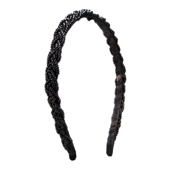 Perlen-Haarreif schwarz