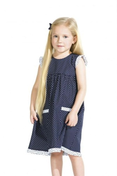 Modas Kinderkleid blau mit weißen Punkten