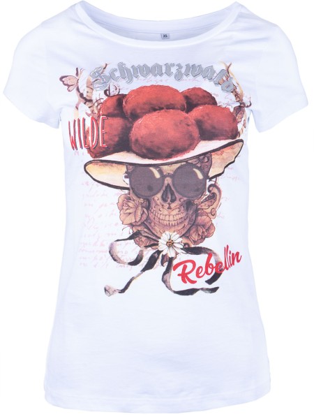 Rockiges T-Shirt mit Bollenhut für Damen